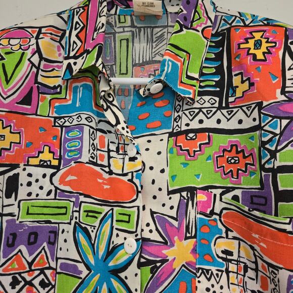 Vintage Judy Knapp Button-Up Blouse and Matching Pull-On Short Set, Mixed Sizes - Picture 5 of 13